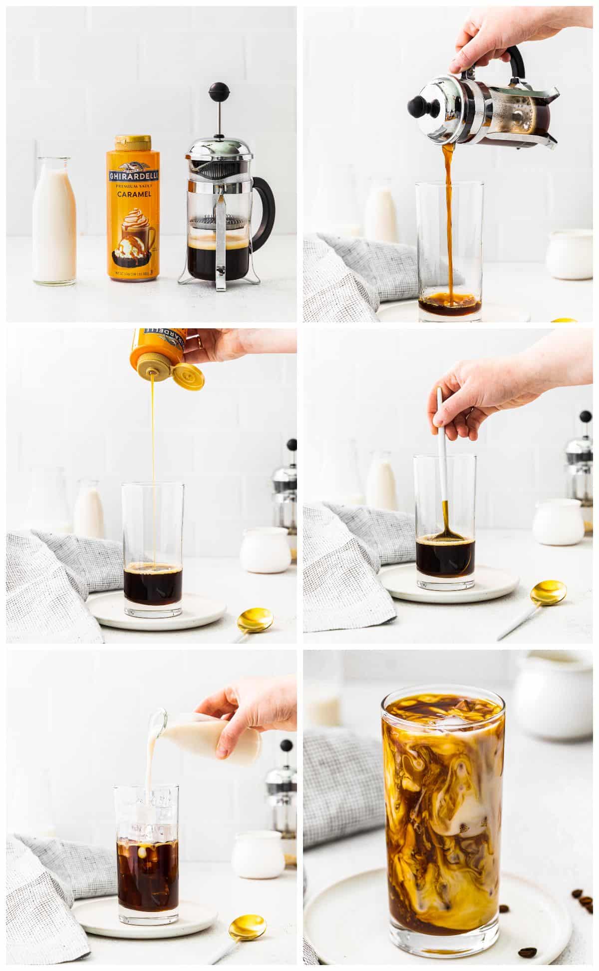 fotos passo a passo de como fazer café com leite gelado de caramelo