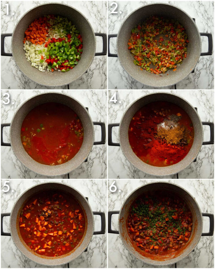 6 fotos passo a passo mostrando como fazer pimenta vegetal