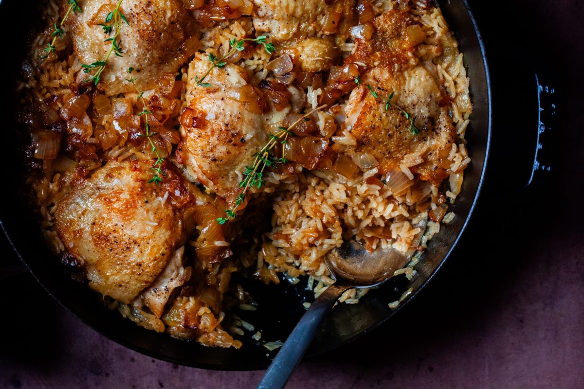 arroz de frango com cebola amanteigada – cozinha apaixonada